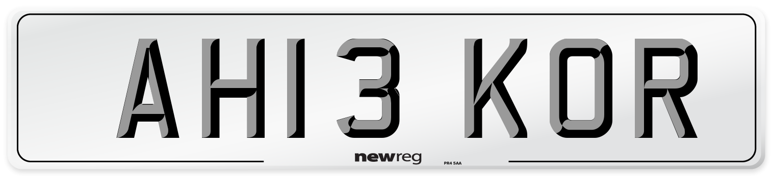 AH13 KOR Number Plate from New Reg